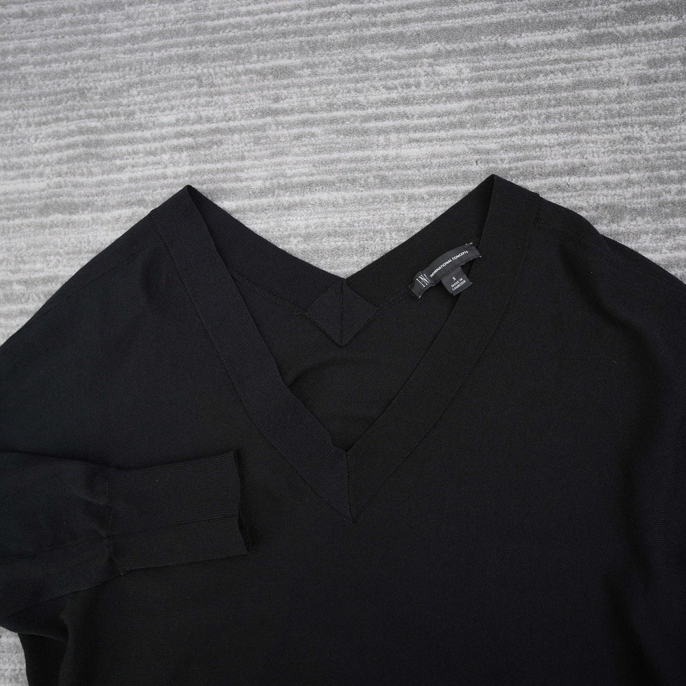 INC International Concepts Womens Black V-Neck Dolman Sweater Small‎ FA22